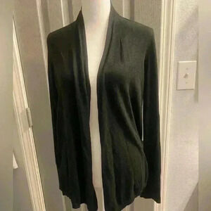 Loft black open cardigan has ribbing on hem cuffs and top back women’s size 14
